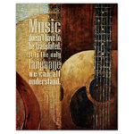 DDCG - "Language In Music Acoustic Guitar" Canvas Wall Art, 16"x20" - This 16x20 premium gallery wrapped canvas features an acoustic guitar background design with white inspirational typography . The wall art is printed on professional grade tightly woven canvas with a durable construction, finished backing, and is built ready to hang. The result is a remarkable piece of wall art that is worthy of hanging inside your home or office.