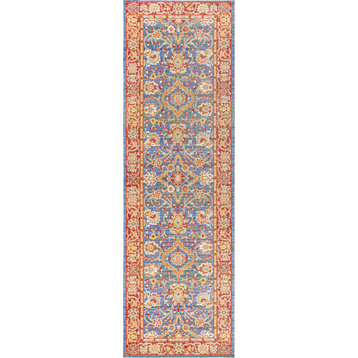 Irving Persian Area Rug, Plum/Terracotta, 2x8
