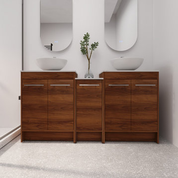 BNK 60" Freestanding Modern Bathroom Vanity With Sink Combo, Bowl, 60 Inch