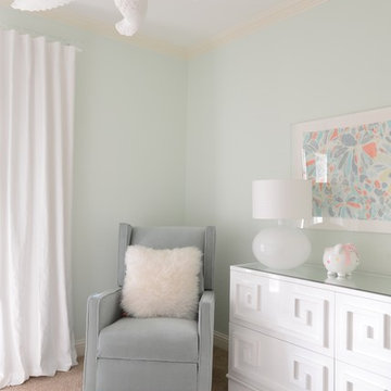 Girl's Nursery - Contemporary with Mint Green, White and Peach Colors