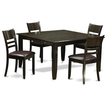 5-Piece Dining Room Set, Dinette Table With Leaf and 4 Chairs With Cushion