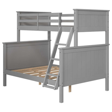 Linon Tilda Wood Twin over Full Bunk Bed in Gray