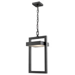 Z-Lite - Z-Lite 566CHB-BK-LED Luttrel 1 Light Outdoor Chain Mount Ceiling in Black - Delivering a tasteful and interesting effect of floating rectangles, this fresh, contemporary outdoor chain mounted ceiling fixture dresses up a gazebo or patio space. Ultra-modern and designed with clean lines and angles, its black aluminum frame and frosted glass shade offer extra style bonuses.