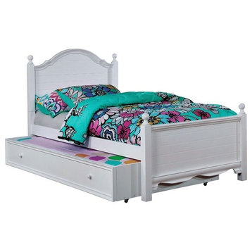 Furniture of America Poppy Transitional Wood Kids Twin Bed with Trundle in White