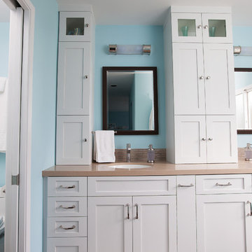 Refreshing Blue & White Master Bathroom Remodel in Torrance, CA.
