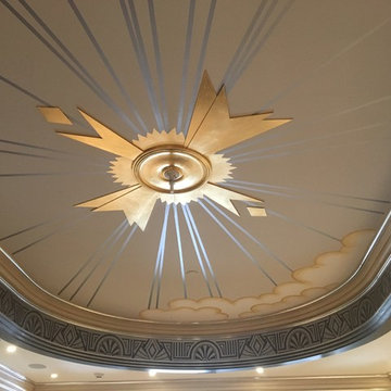 Art deco inspired ceiling design & finishes.
