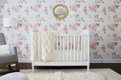 Example of a transitional nursery design in New York