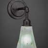 Vintage Wall Sconce In Dark Granite, 5.5" Frosted Crystal Glass