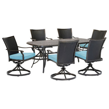 Traditions 7-Piece Dining Set, Blue, Cast-Top Table