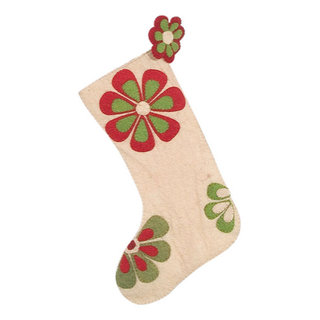 Retro Flower Power Hand Felted Wool Christmas Stocking Arcadia Home