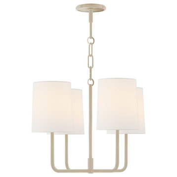 Go Lightly Small Chandelier in China White with Linen Shades