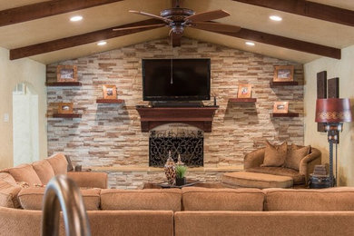 Elegant family room photo in Dallas
