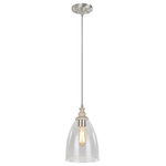 Aspen Creative Corporation - 61045 Adjustable 1-Light Hanging Mini Pendant Ceiling Light, Brushed Nickel - Aspen Creative is dedicated to offering a wide assortment of attractive and well-priced portable lamps, kitchen pendants, vanity wall fixtures, outdoor lighting fixtures, lamp shades, and lamp accessories. We have in-house designers that follow current trends and develop cool new products to meet those trends. Product Detail