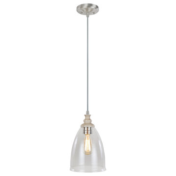 61045 Adjustable 1-Light Hanging Mini Pendant Ceiling Light, Brushed Nickel
