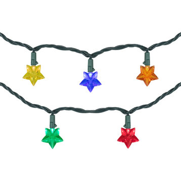 20-Count Multi-Colored LED Star Christmas Light Set, 4.5ft Green Wire