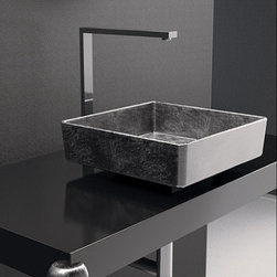 Pert Four Lux Square Vessel Sink | Silver Leaf - Bathroom Sinks