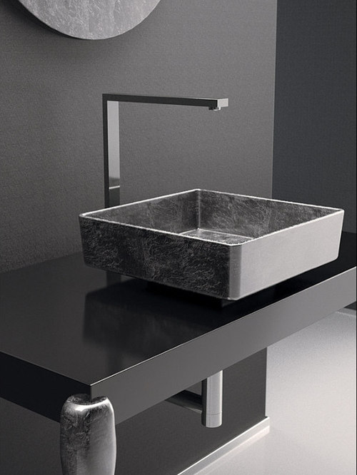 Pert Vessel Sinks Pert Four Lux Square Vessel Sink Silver Leaf Bathroom Sinks