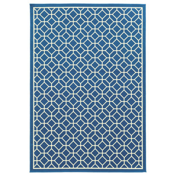 Oriental Weavers Riviera Blue/Ivory Geometric Indoor/Outdoor Rug 7'10"X10'10"