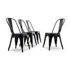Trattoria Dining Chair, Metal, Stackable, Set of 4, Black
