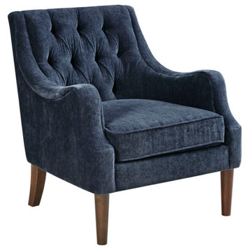 Madison Park Qwen Button Tufted Chair, Navy Blue