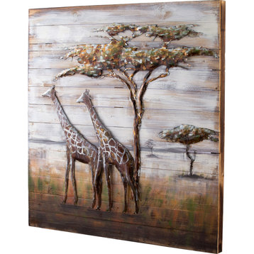 Serengeti Metal on Wood Wall Art - Multi
