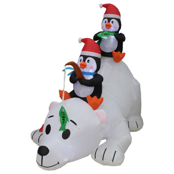 Long Polar Bear With Two Penguins, 6'