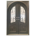 mcm3 - 64"x96" Exterior Wrought Iron Door With Low-E Double Glass - Material: Hand-forged using 12 gauge steel and 5/8 inch scroll work, they are pre hung and tested for quality assurance.