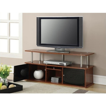 Pemberly Row Modern Wood TV Stand for TVs up to 47" with 3 Cabinets in Cherry