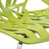 Leisuremod Asbury Plastic Dining Chair With Chromed Legs, Set of 2, Green