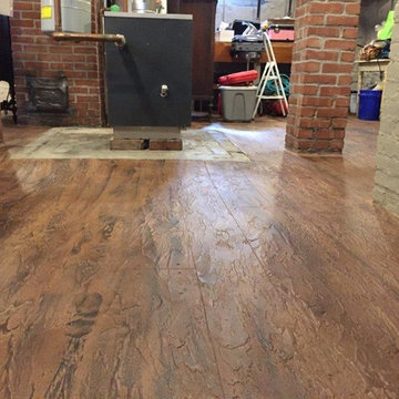 Wood Plank Concrete Overlay for Basement Floor