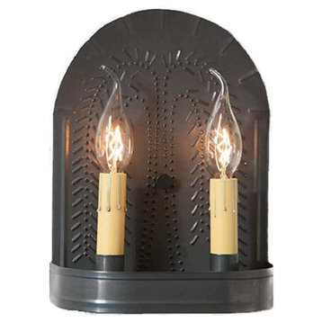 Double Candle Sconce with Punched Tin Willow Pattern