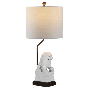 Guardian Lion 27.5" Ceramic Classic LED Table Lamp, White