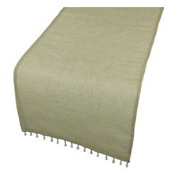 Xia Home Fashions - Beaded Sheer 15"x72" Table Runner, Gold - Table Runners