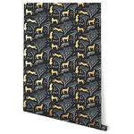 Hygge & West - Serengeti, Ebony - With this wallpaper, we wanted to capture the vast and beautiful landscape she'd experienced. This design with cheetahs and birds scattered amongst the acacia trees was created to reflect the beauty of the African plains.