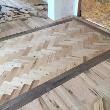 White oak herring bone with walnut border