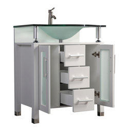 32 inch Single Sink Modern Bathroom Vanity Set White Finish - Bathroom Vanities And Sink Consoles