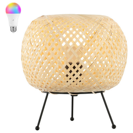 JONATHAN Y Lighting JYL4042 Nando 11" Tall LED Tripod Smart Table - Light Brown