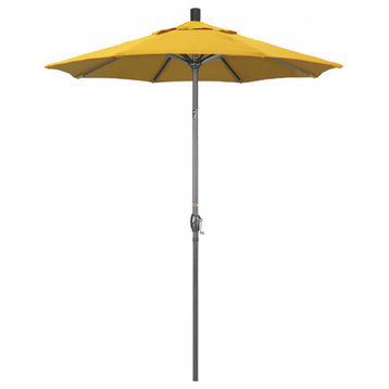 6' Patio Umbrella Grey Pole Push Button Tilt Crank Lift Sunbrella, Sunflower Yellow