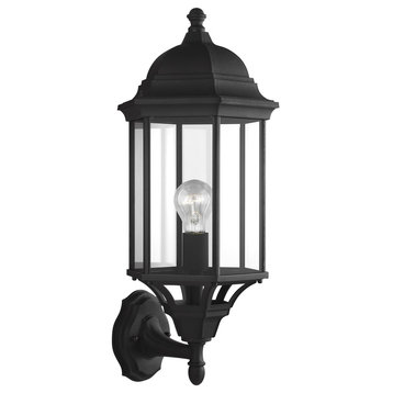 Sea Gull Lighting Large 1-Light Uplight Outdoor Lantern, Black