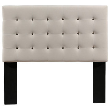 Manhattan Upholstered Full Queen Headboard in an Off White Ivory Fabric