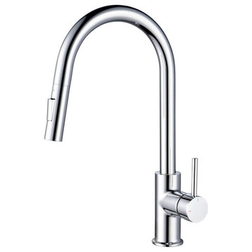 Circular Single Handle Pull Down Kitchen Faucet, Chrome