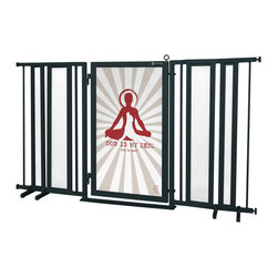 Fusion Gates - Fusion Gate with Dog Is My Zen Design, Black, 65"-71.4" - Dog Gates