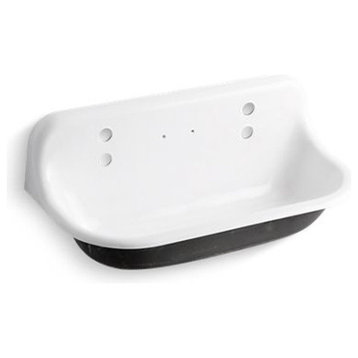 Kohler Brockway 3' Wall-Mounted Wash Sink with 2 Faucet Holes, White