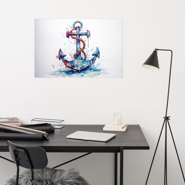 Abstract Nautical Wall Art: Beneath the Surface Watercolor Painting - Digital