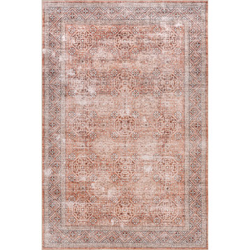 nuLOOM Xenia Faded Transitional Machine Washable Area Rug, Rust 8' x 10'