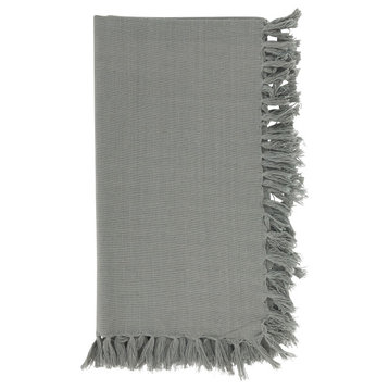 Table Napkins With Fringed Design (Set of 4), Grey, 20"x20"