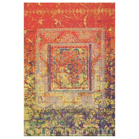 Red Distressed Bohemian Moderno Rug, 5'11x8'10