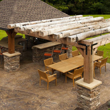 2 Sided Hand Hewn Beams - Patio Space