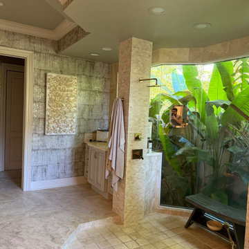 Versace-inspired primary bathroom suite