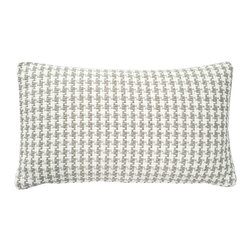 Pillow Decor - Coco Jicama Houndstooth Outdoor Throw Pillow 12x19 - Outdoor Cushions And Pillows